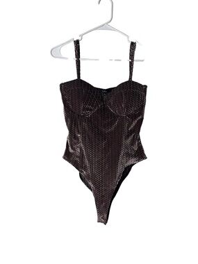 LULU’S Women’s Romantic Velvet Spaghetti Strap Mauve Purple Bustier Bodysuit L